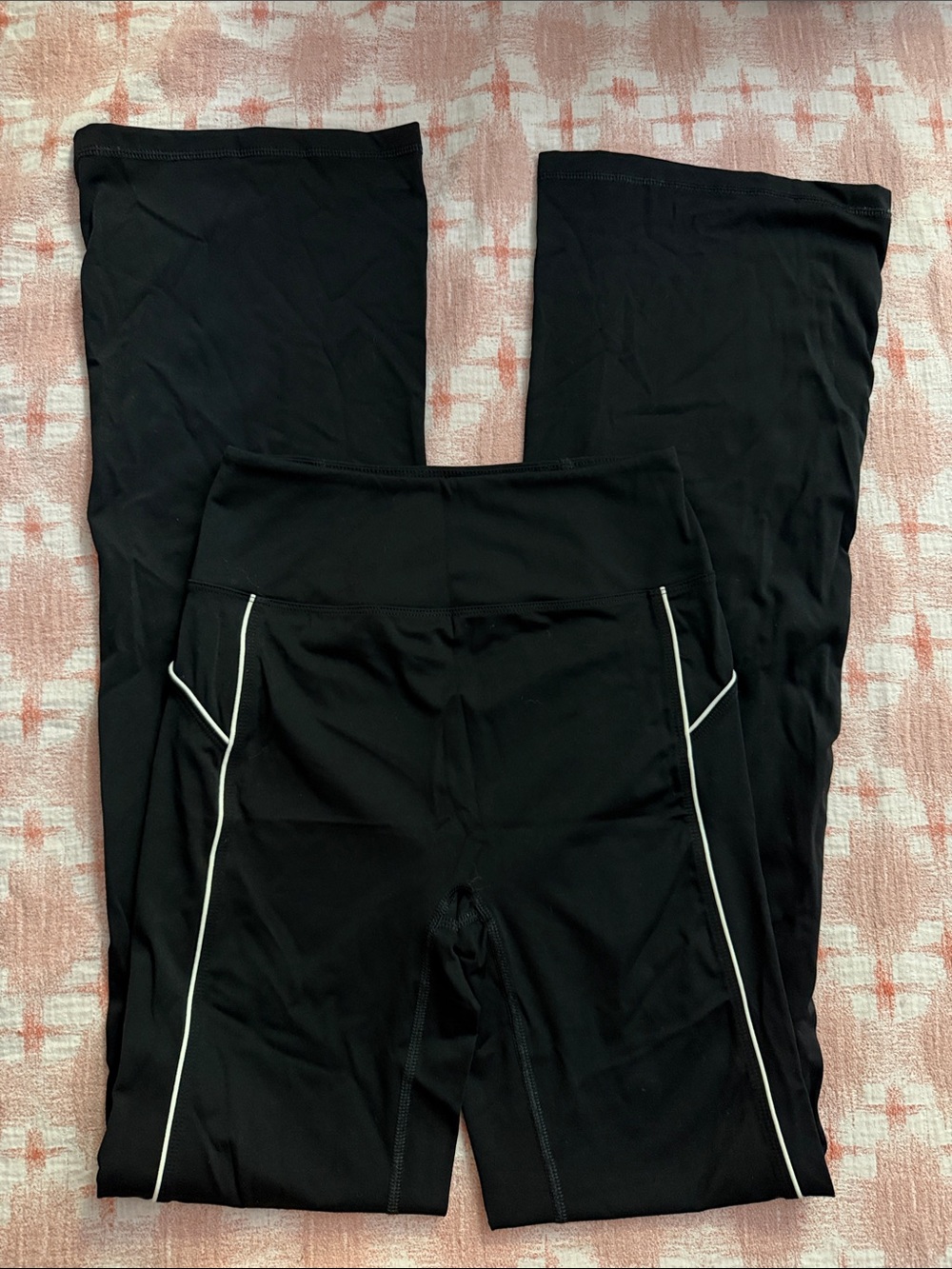 Garage Black Track Pants with White Contrast Piping